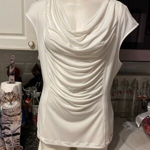 U women’s Tahari solid white sleeveless super stretch sexy regular size top XL